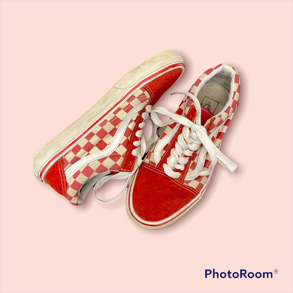 red checkered classic vans size 7 woman size 5.5 men